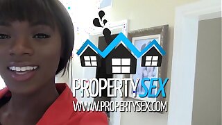 PropertySex - Beautiful black flawless estate surrogate interracial intercourse with buyer